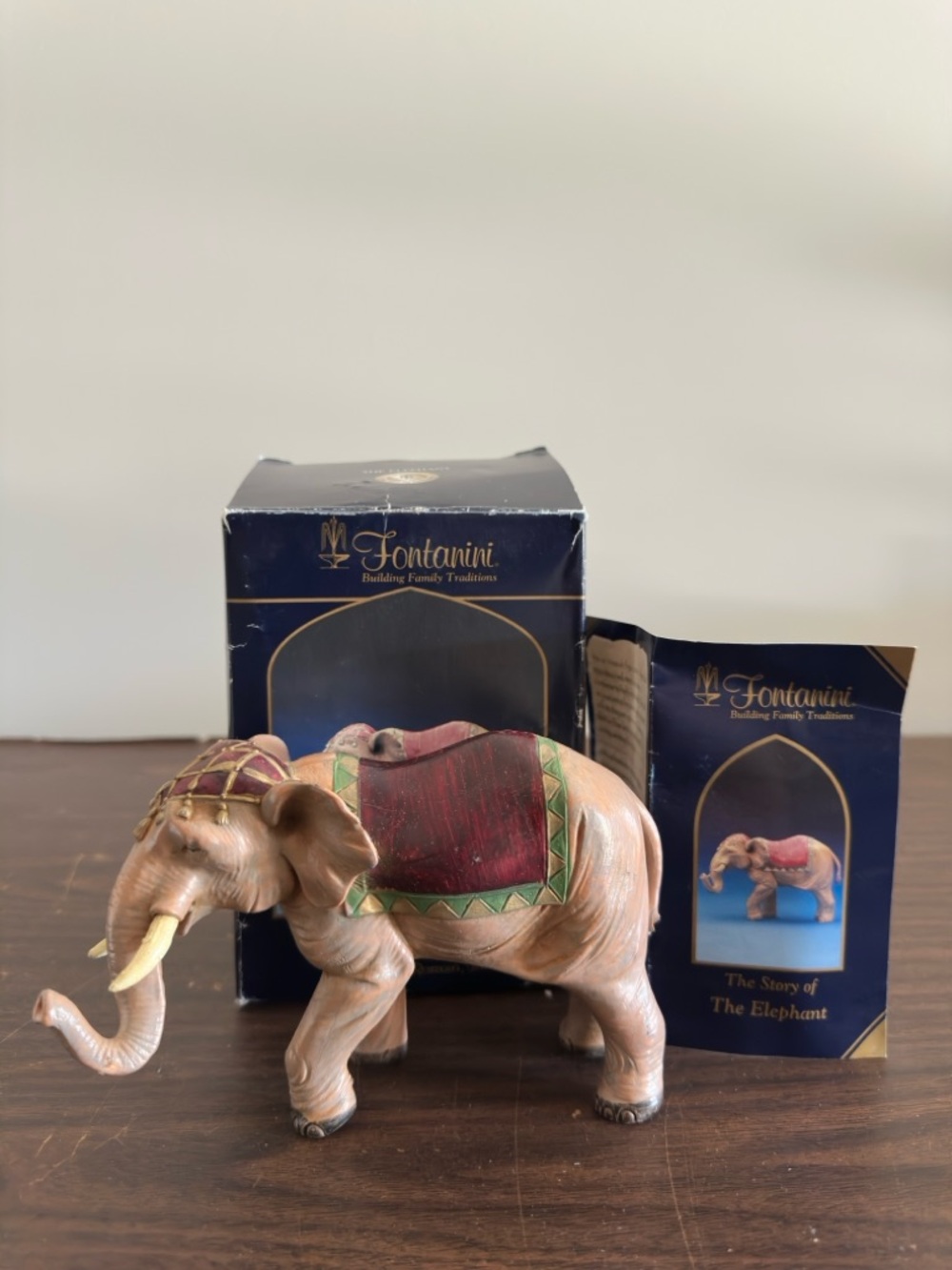 Fontanini Brown & Red Decorative Elephant Figurine